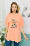 155446 Oversize Baskili Kisa Kol Tshirt